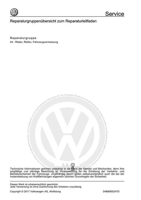 Beetle (2012+) NBL-NBC Reparaturanleitung Ratgeber Räder, Reifen