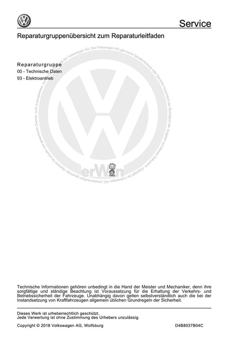 Up! (2012+) eUp! (2014+) Reparaturanleitung Elektroantrieb