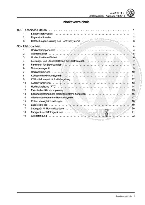 Up! (2012+) eUp! (2014+) Reparaturanleitung Elektroantrieb