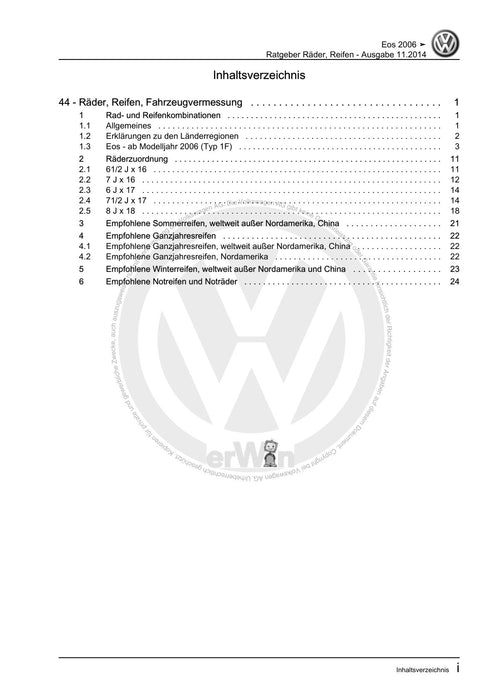 EOS (2006+) Reparaturanleitung Ratgeber Räder, Reifen