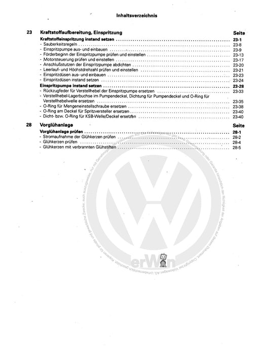 LT (1975 - 1996) Reparaturanleitung Diesel-Einspritz- und Vorglühanlage CP,DV,DW,ACL,ACT,1G,1S