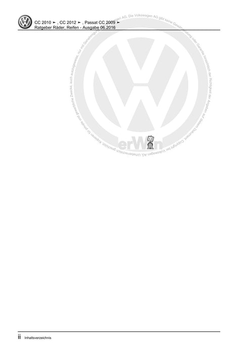 Passat CC (2009) Reparaturanleitung Ratgeber Räder, Reifen