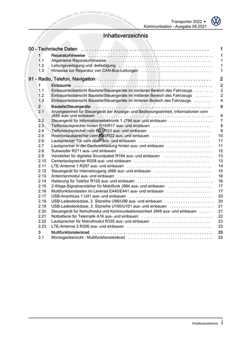 Transporter (2016+) Reparaturanleitung Kommunikation