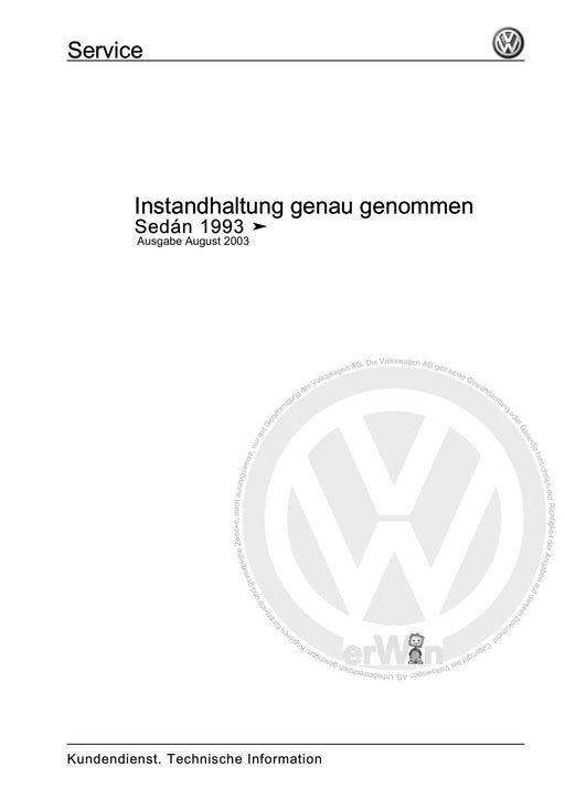 Sedan-Käfer (1998 - 2004) Maintenance handbook (IGG) Instandhaltung genau genommen