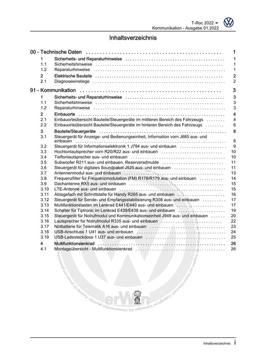 T-Roc (2018 - 2022) Reparaturanleitung Kommunikation