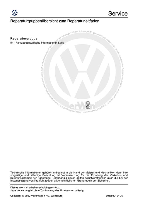 ID.5 (2021+) Reparaturanleitung Fahrzeugspezifische Informationen Lack