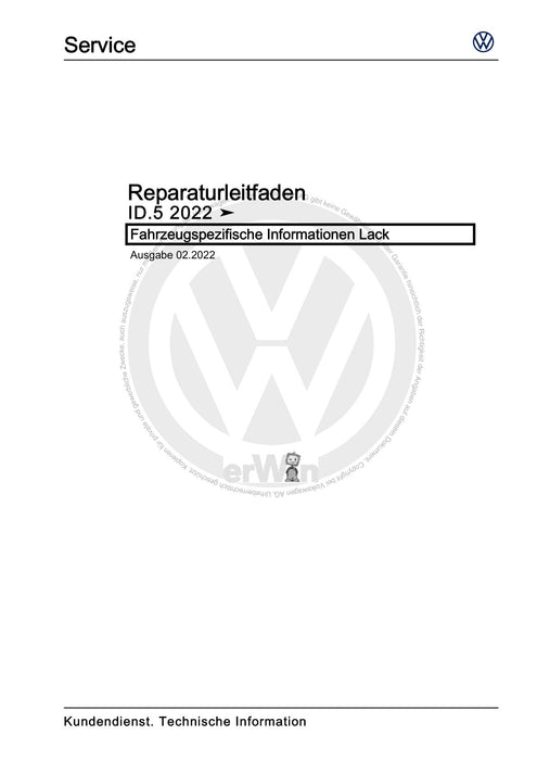 ID.5 (2021+) Reparaturanleitung Fahrzeugspezifische Informationen Lack
