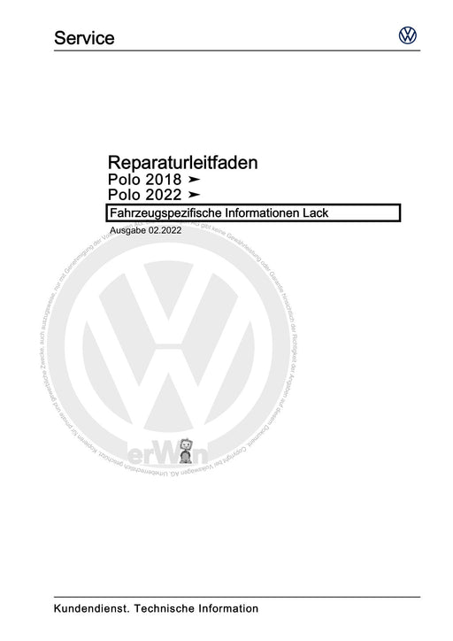 Polo 2022 Reparaturanleitung Fahrzeugspezifische Informationen Lack