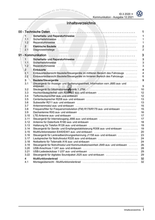 ID.3 (2020+) Reparaturanleitung Kommunikation