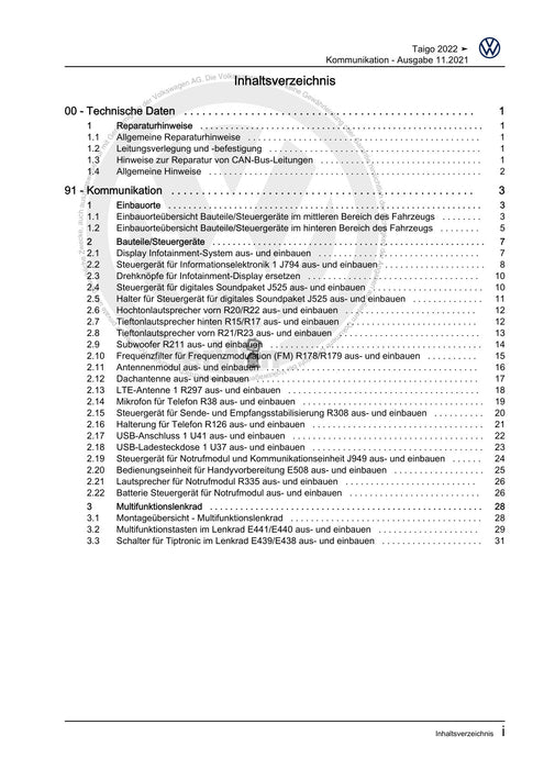 T-Cross (2019+) Reparaturanleitung Kommunikation