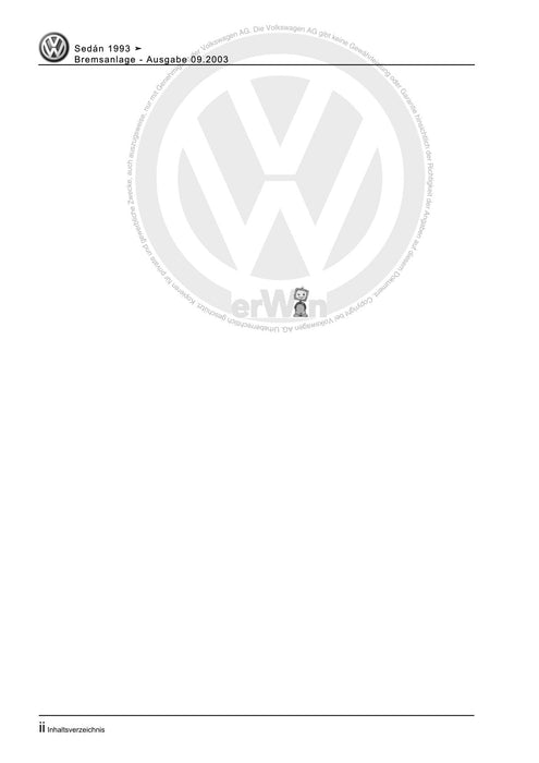 Sedan-Käfer (1998 - 2004) Reparaturanleitung Bremsanlage