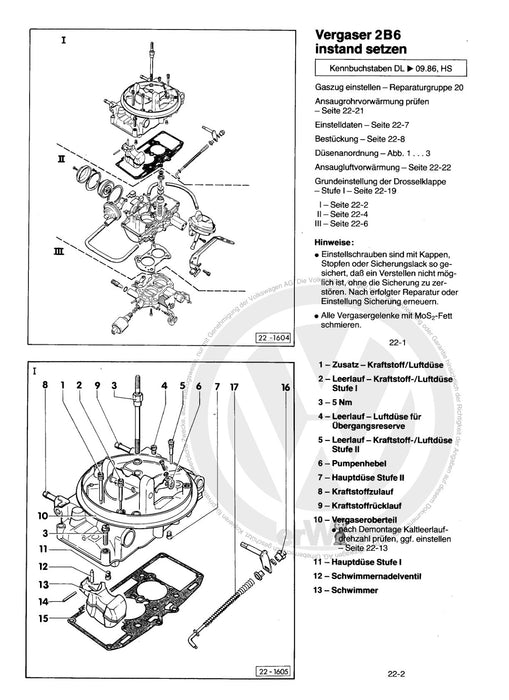 LT (1975 - 1996) Reparaturanleitung 2B6--2E2-Vergaser und Zündanlage DL,HS
