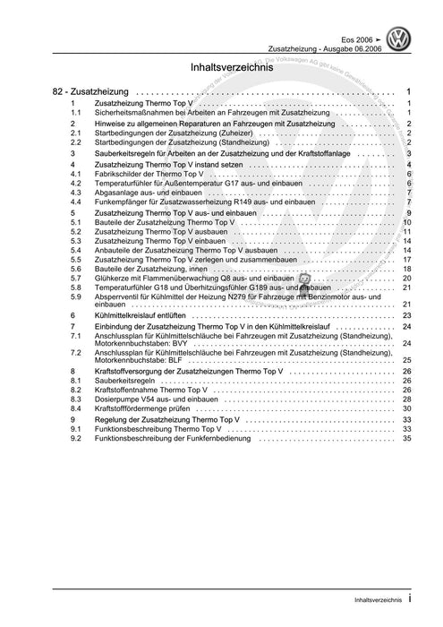 EOS (2006+) Reparaturanleitung Zusatzheizung