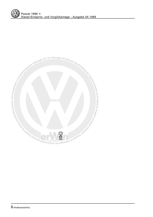 Passat (1988 - 1994) Passat-Passat Variant Reparaturanleitung Diesel-Einspritz- und Vorglühanlage