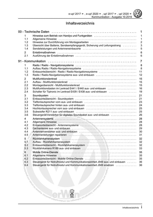 Up! (2012+) eUp! (2014+) Reparaturanleitung Kommunikation