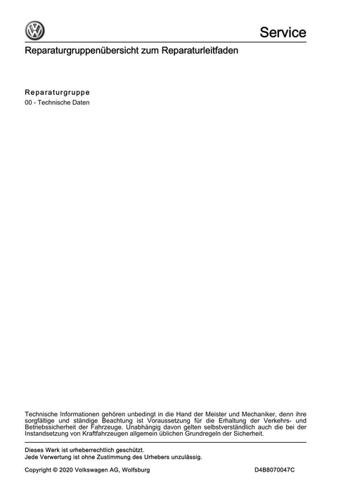 Arteon (2018 - 2020) Reparaturanleitung Fahrzeugspezifische Informationen Lack