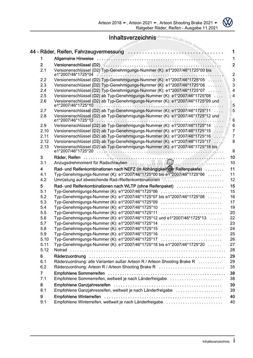 Arteon (2021+) Reparaturanleitung Ratgeber Räder, Reifen