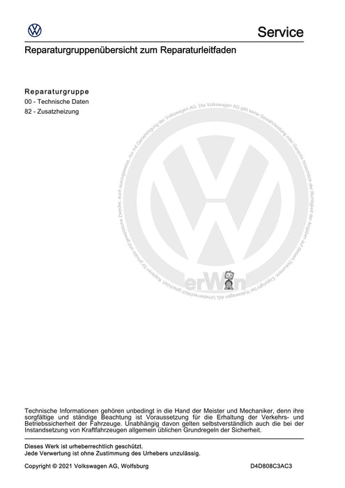 Transporter (2016+) Reparaturanleitung Zusatzheizung