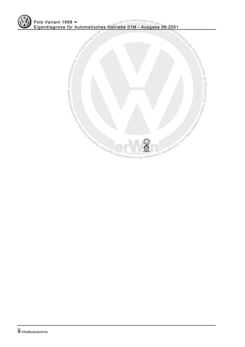 Caddy (1996 - 2003) Caddy Kasten-Kombi Reparaturanleitung Eigendiagnose für Automatisches Getriebe 01M