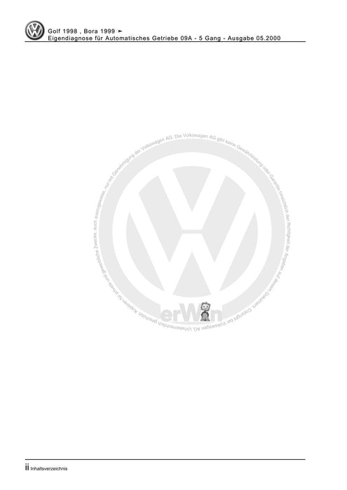 Bora (1999 - 2006) Bora-Bora Variant Reparaturanleitung Eigendiagnose für Automatisches Getriebe 09A - 5 Gang