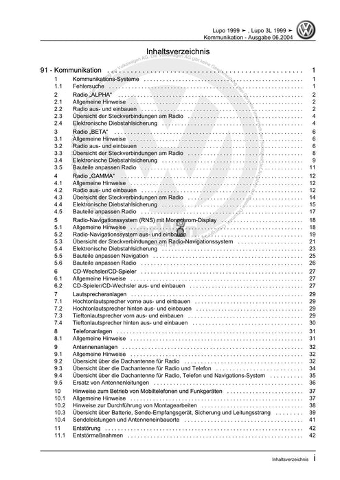Lupo (1998 - 2006) Reparaturanleitung Kommunikation