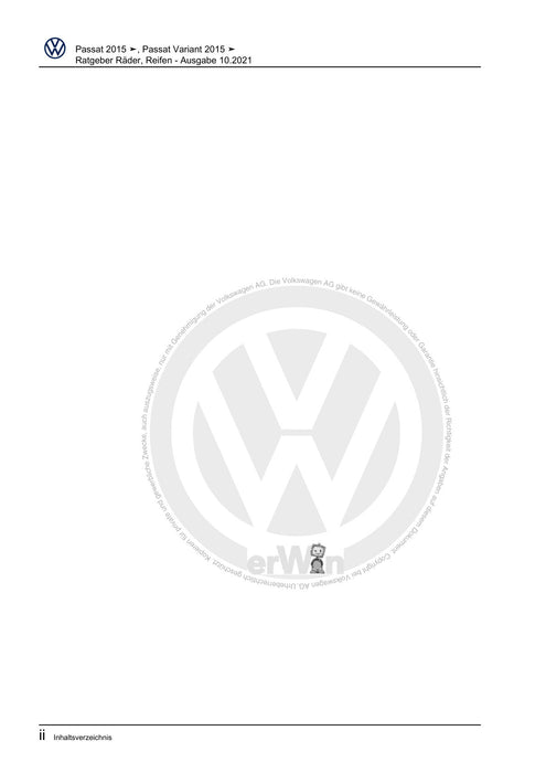 Passat (2011+) Passat-Passat Variant Reparaturanleitung Ratgeber Räder, Reifen