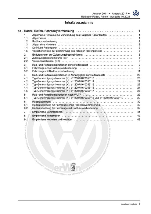 Amarok (2011+) Reparaturanleitung Ratgeber Räder, Reifen