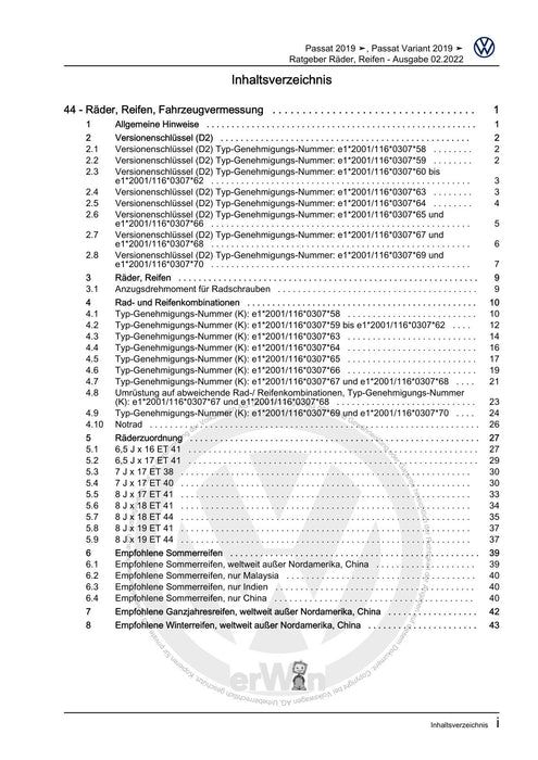 Passat (2019+) Reparaturanleitung Ratgeber Räder, Reifen