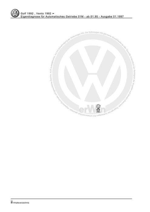 Golf III (1992 - 1999) Golf-Golf Variant-Vento Reparaturanleitung Eigendiagnose für Automatisches Getriebe 01M - ab 01.95
