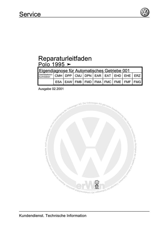 Polo (1995 - 2002) Polo Reparaturanleitung Eigendiagnose für Automatisches Getriebe 001