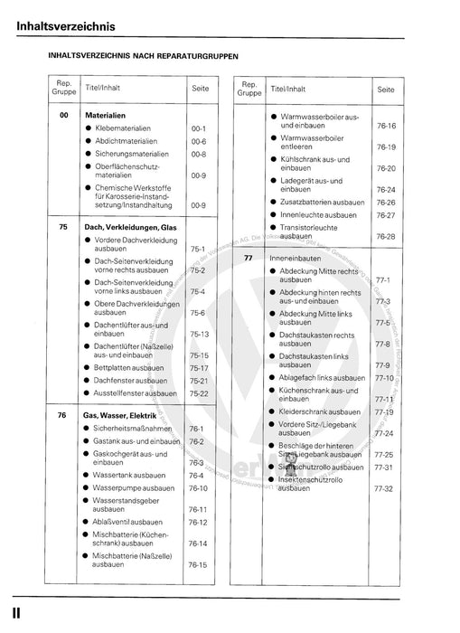 LT (1975 - 1996) Reparaturanleitung Campingausrüstung (Florida)