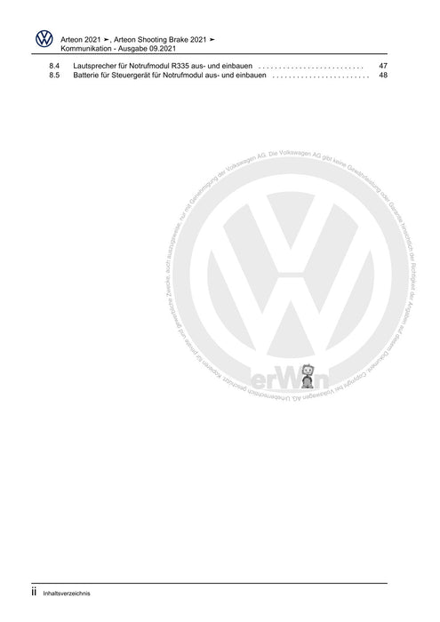 Arteon (2021+) Reparaturanleitung Kommunikation