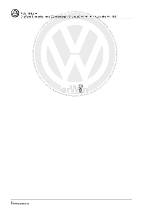 Polo (1981 - 1994) Polo-Coupe-Steilheck-Stufenheck Reparaturanleitung Digifant Einspritz- und Zündanlage (G-Lader) 01.91 ä
