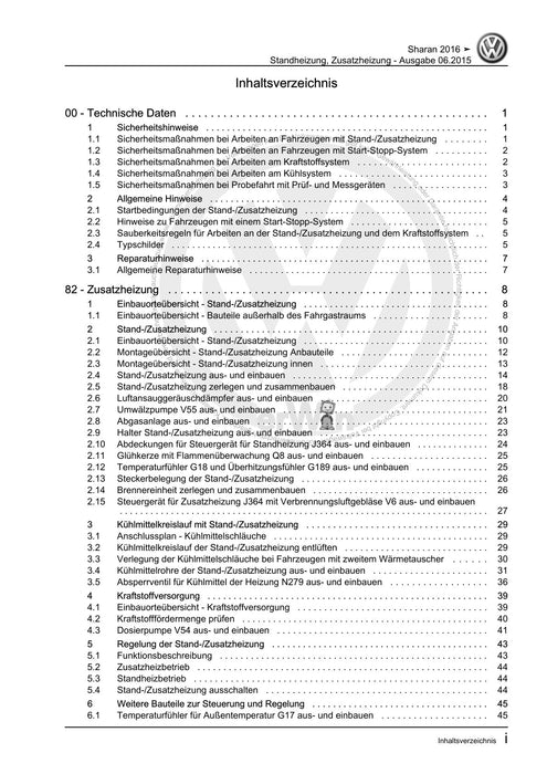 Sharan (2011+) Reparaturanleitung Standheizung, Zusatzheizung
