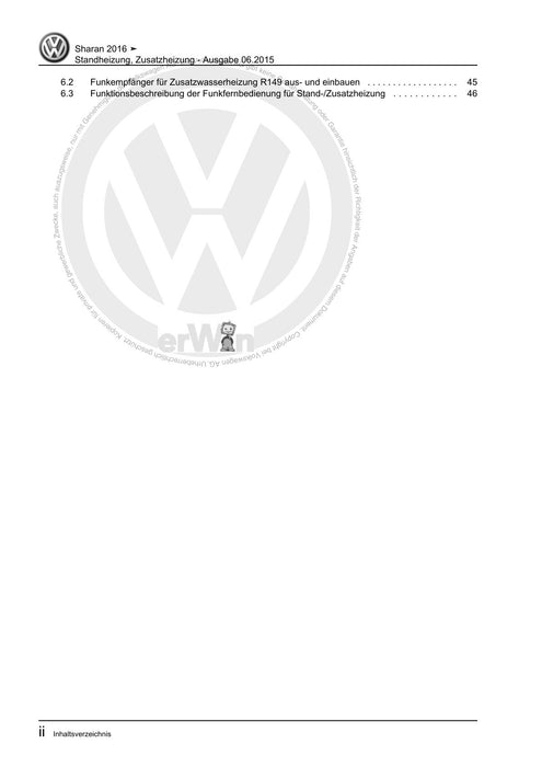Sharan (2011+) Reparaturanleitung Standheizung, Zusatzheizung