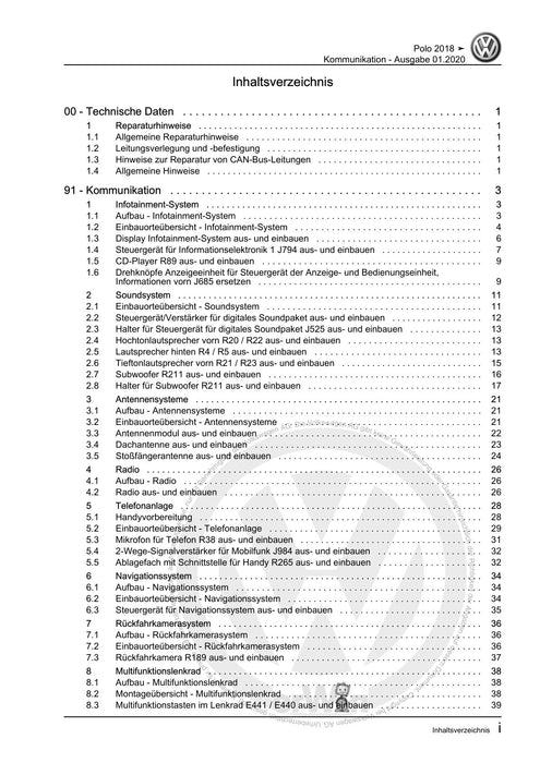 Polo 2018 - 2021 Reparaturanleitung Kommunikation