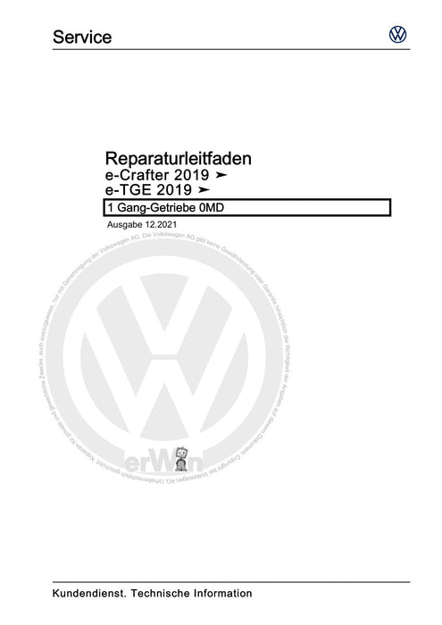 Crafter (2017+) Reparaturanleitung 1 Gang-Getriebe 0MD