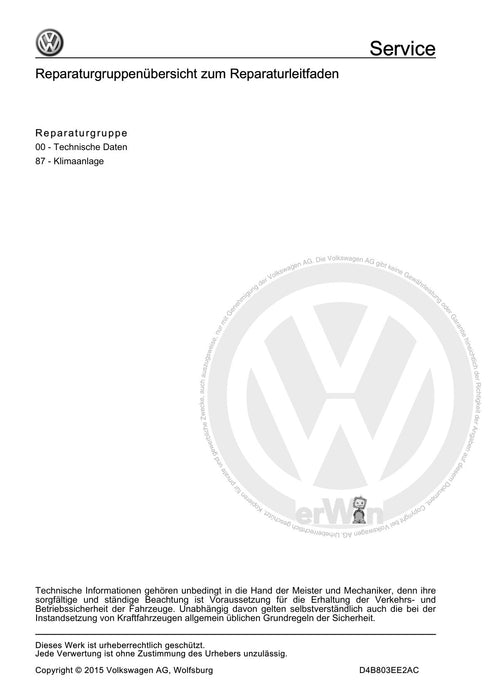 XL1 (2012+) Reparaturanleitung Heizung, Klimaanlage