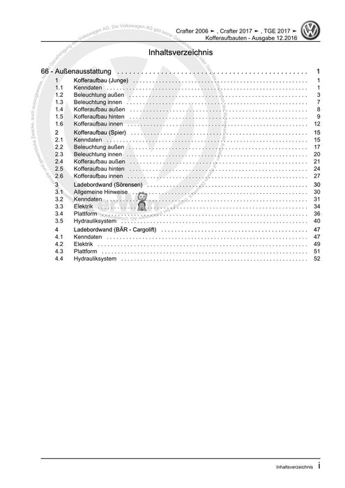 Crafter (2006 - 2016) Reparaturanleitung Kofferaufbauten