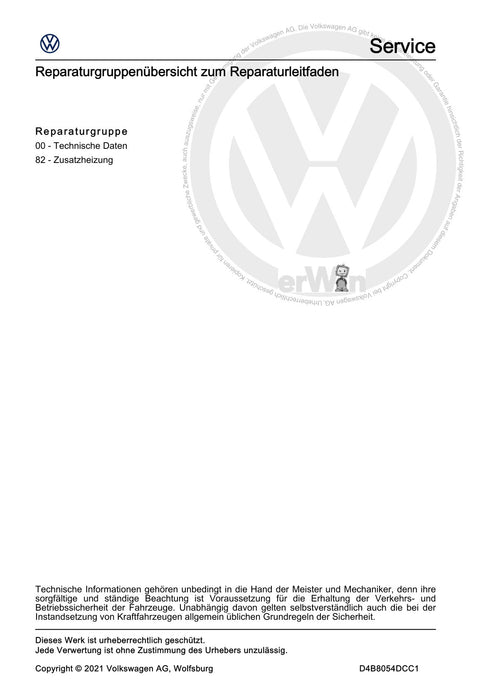 Caddy (2016 - 2020 ) Reparaturanleitung Zusatzheizung