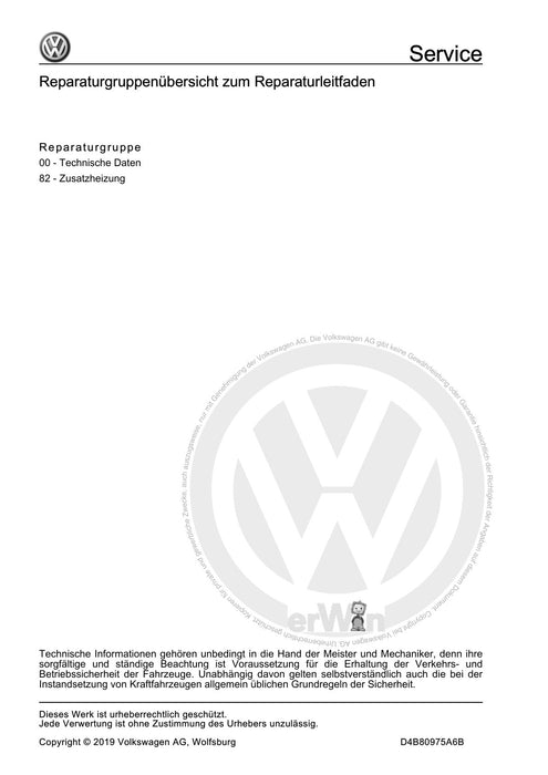 Passat (2019+) Reparaturanleitung Standheizung, Zusatzheizung