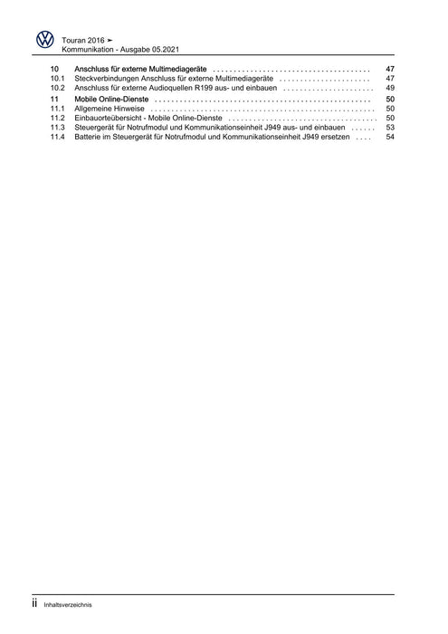 Touran (2016+) Reparaturanleitung Kommunikation