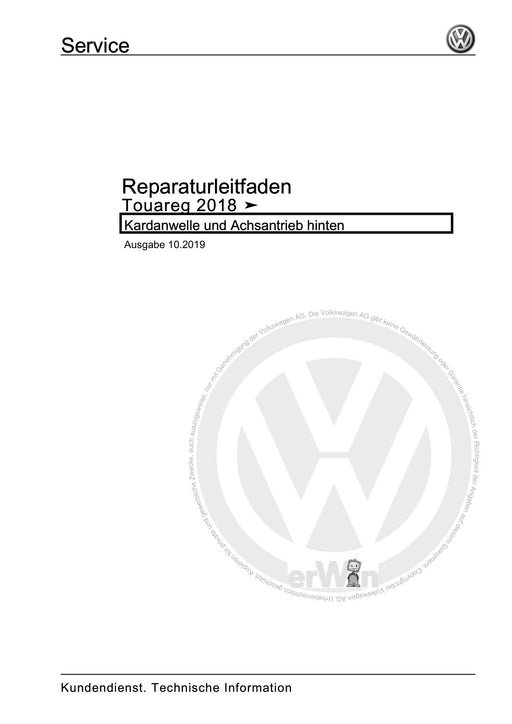 Touareg (2018+) Reparaturanleitung Kardanwelle und Achsantrieb hinten