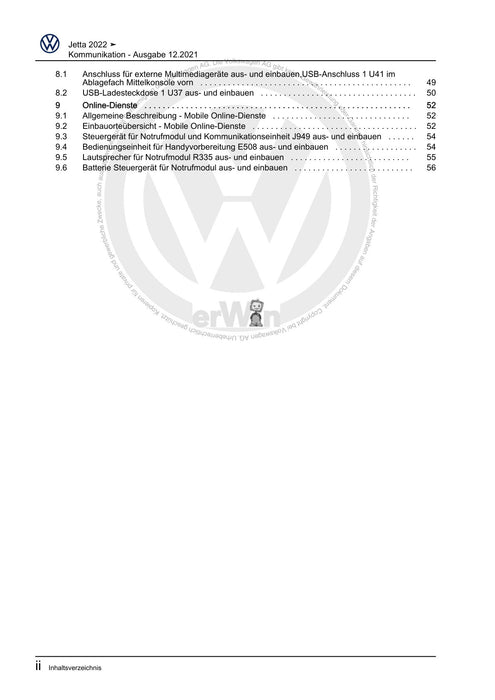Jetta (2014+) Reparaturanleitung Kommunikation