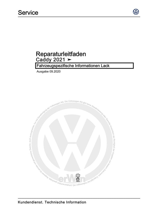 Caddy (2021+) Reparaturanleitung Fahrzeugspezifische Informationen Lack