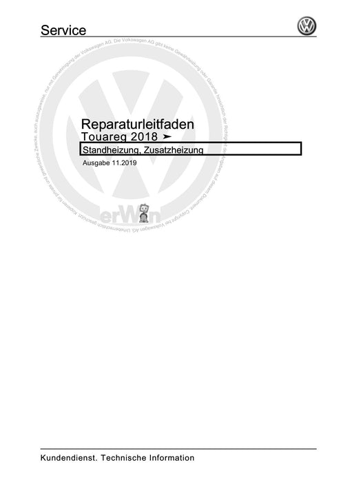 Touareg (2018+) Reparaturanleitung Standheizung, Zusatzheizung