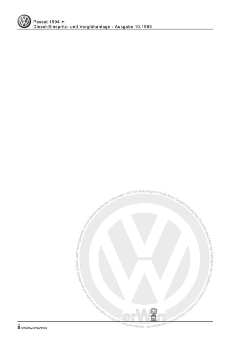 Passat (1994 - 1997) Passat-Passat Variant Reparaturanleitung Diesel-Einspritz- und Vorglühanlage