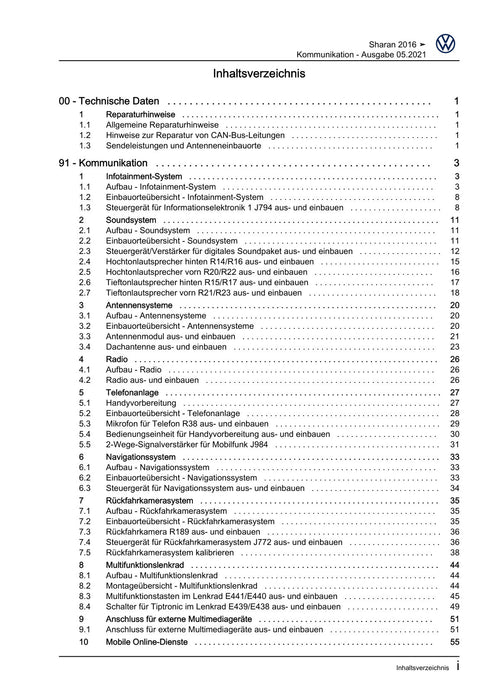 Sharan (2011+) Reparaturanleitung Kommunikation