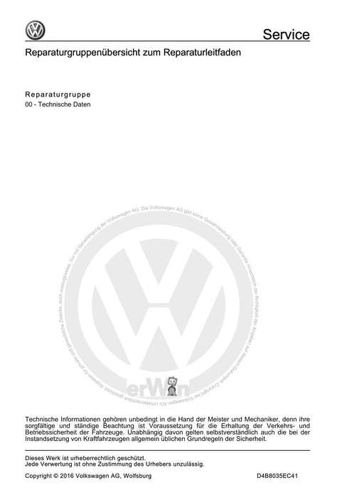 Beetle (2012+) NBL-NBC Reparaturanleitung Fahrzeugspezifische Informationen Lack