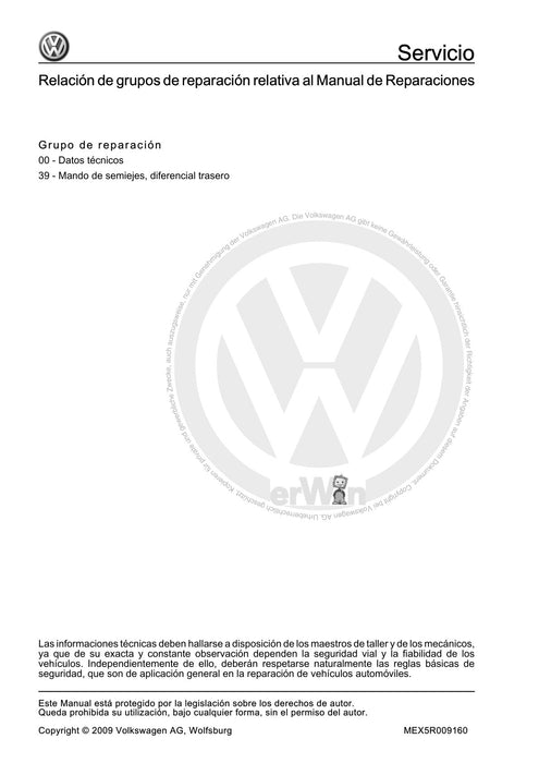Golf V (2004 - 2007) Golf-Golf Variant-Golf Plus-Jetta Reparaturanleitung Árbol cardán y mando de semiejes trasero